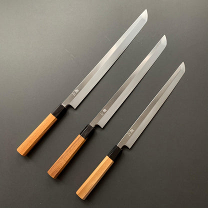 Sakimaru yanagiba,  shirogami 2, polished finish - Hatsukokoro Shirasagi