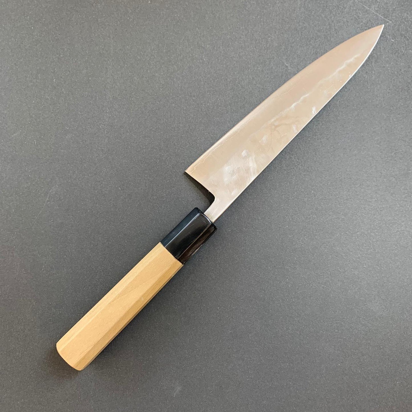 Petty knife, Shirogami 1 with stainless steel cladding, nashiji finish, Maboroshi range, wa handle - Fujiwara