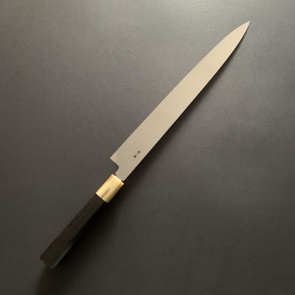 Honyaki Yanagiba knife, Shirogami 2, Mt Fuji hamon - Togashi Kenji