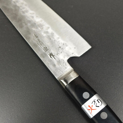 Gyuto knife, Shirogami 1 with stainless steel cladding, nashiji finish, Maboroshi range, western handle - Fujiwara