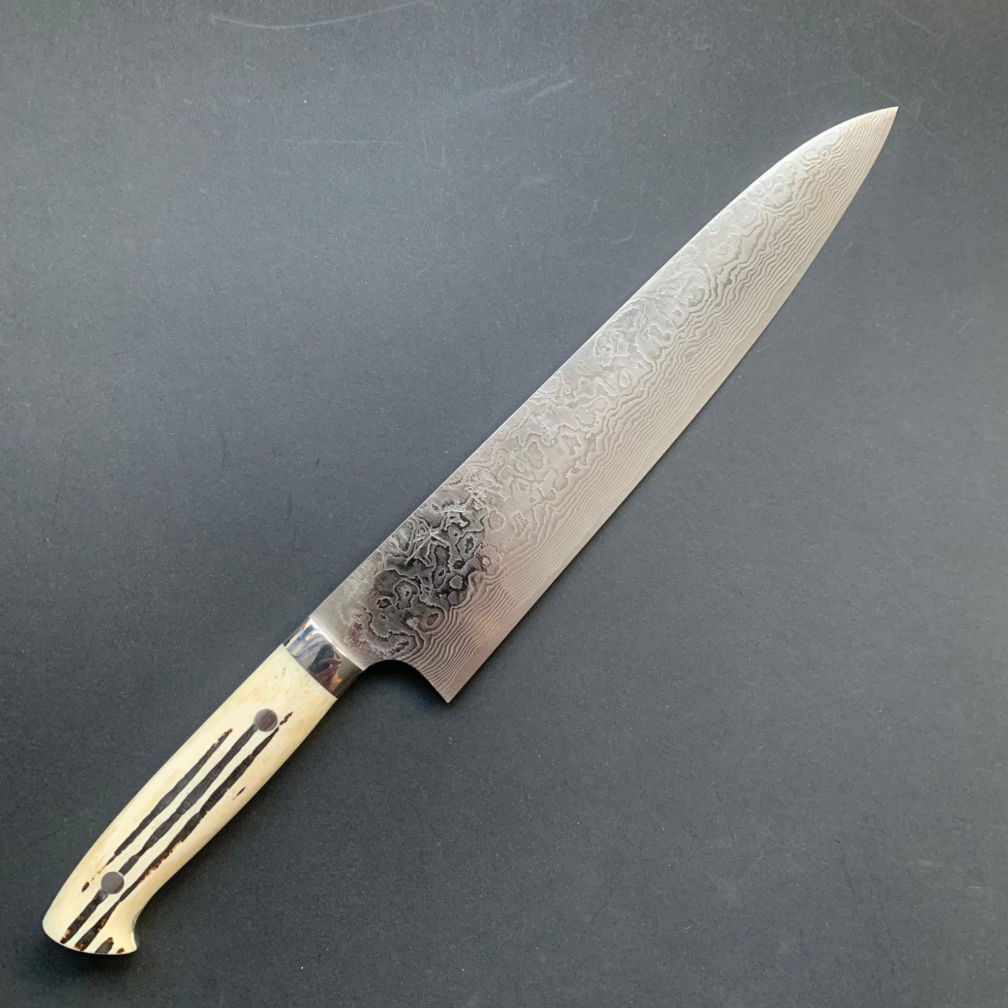 Gyuto knife, SG2 stainless steel, Damascus finish, jigged bone handle - Saji
