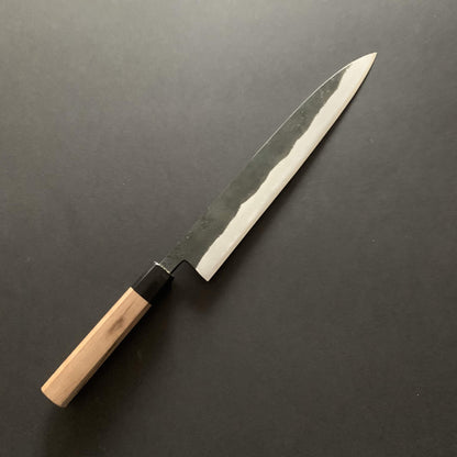 Double bevel Yanagiba knife, shirogami 1, kurouchi finish - Nishida