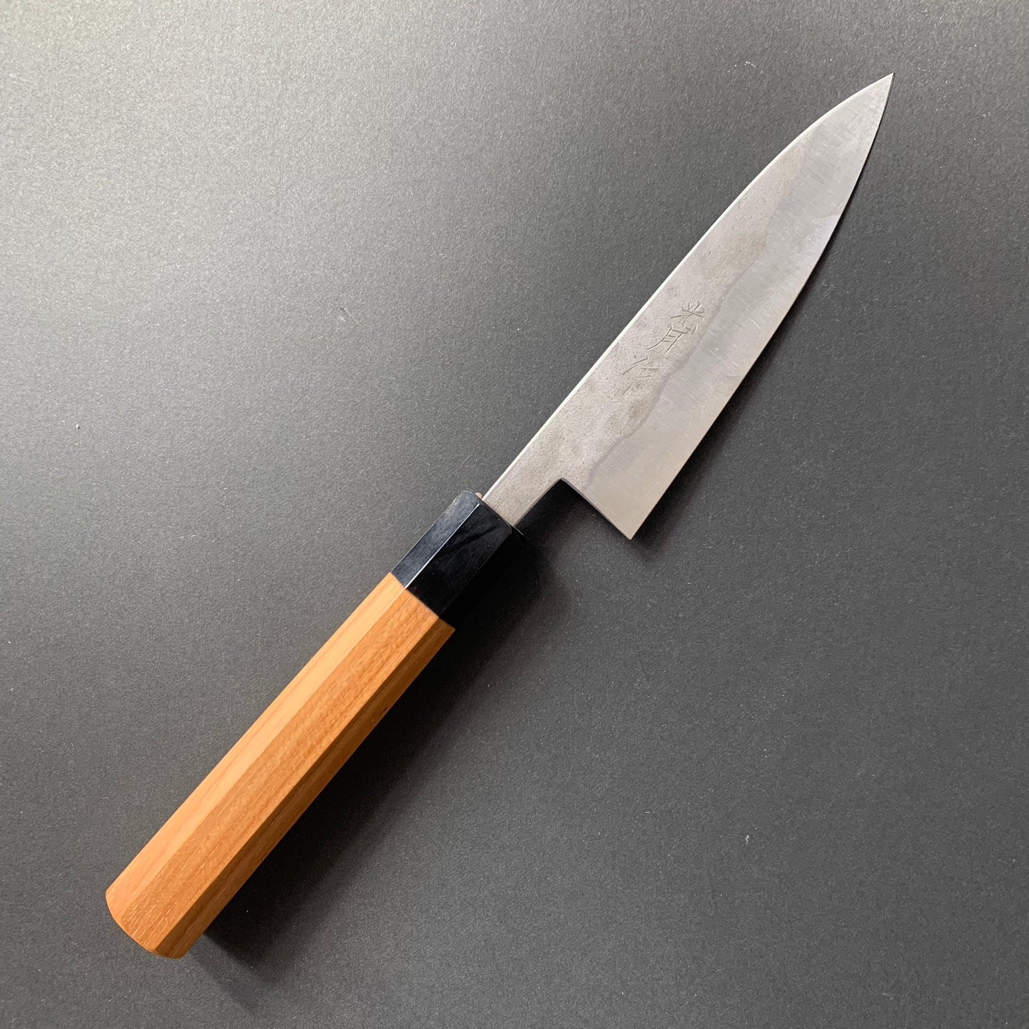 Petty knife, Shirogami 1 with stainless steel cladding, nashiji finish - Goko