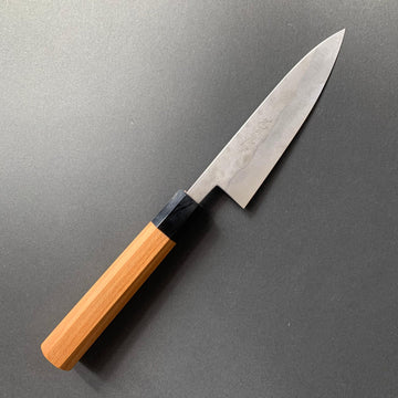 Petty knife, Shirogami 1 with stainless steel cladding, nashiji finish - Goko