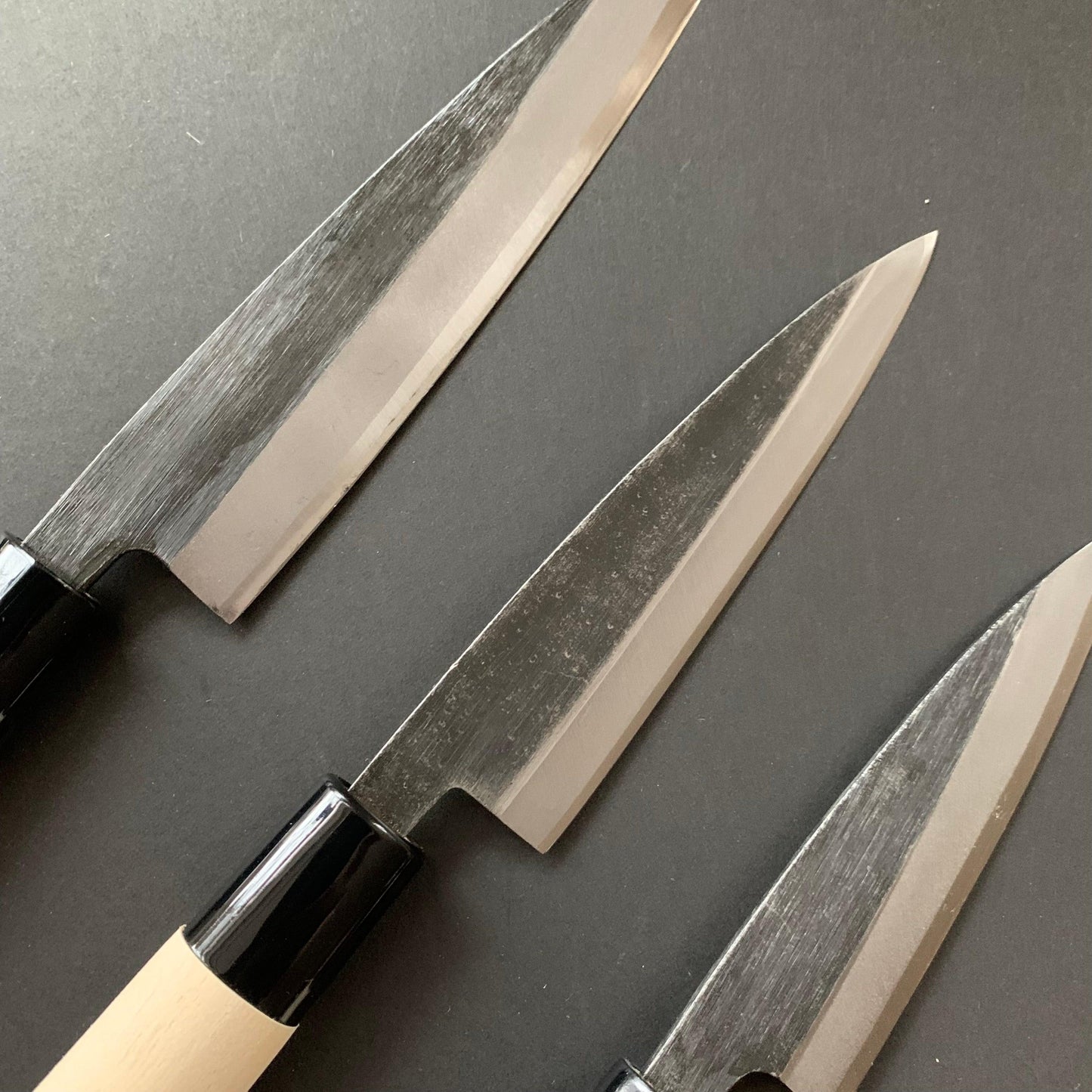 Kobocho knife, Carbon steel, Kurouchi finish, Single bevel