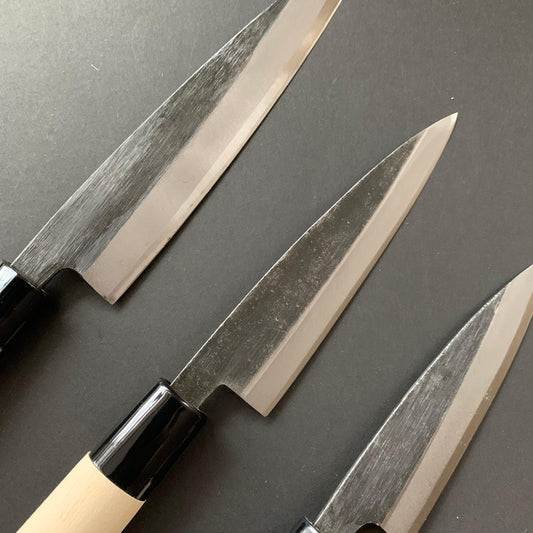 Kobocho knife, Carbon steel, Kurouchi finish, Single bevel