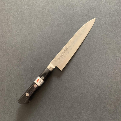 Petty knife, Shirogami 1 with stainless steel cladding, nashiji finish, Maboroshi range, western handle - Fujiwara