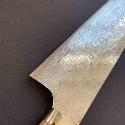 Gyuto knife, SG2 powder steel, Damascus and Tsuchime finish, Maple handle - Saji