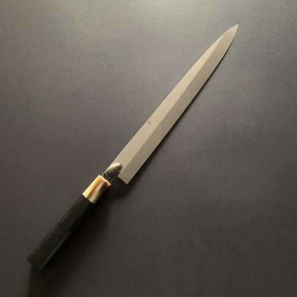 Honyaki Yanagiba knife, Shirogami 2, Mt Fuji hamon - Togashi Kenji