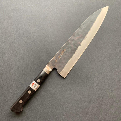 Gyuto knife, Aogami super with stainless steel cladding, Tsuchime Kurouchi finish, Denka range, western handle - Fujiwara