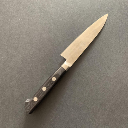 Petty knife, Shirogami 1 with stainless steel cladding, nashiji finish, Maboroshi range, western handle - Fujiwara