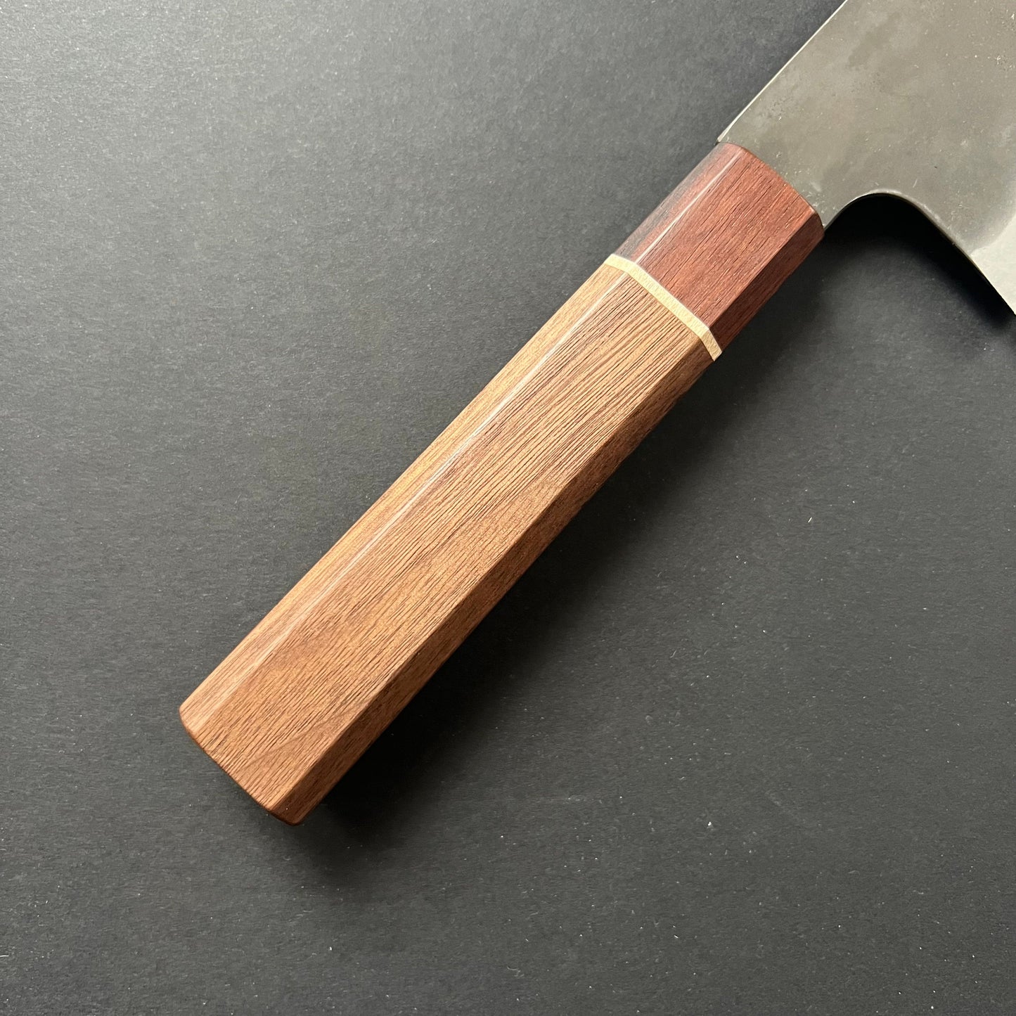 Tall Nakiri knife, Aogami Super with stainless steel cladding, kurouchi finish - Kamo