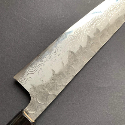 Gyuto knife, Aogami super with iron cladding, damascus tsuchime and nashiji finish, Inazuma range - Hatsukokoro