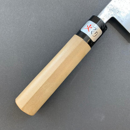 Santoku knife, Shirogami 1 with stainless steel cladding, Nashiji finish, Nashiji range, wa handle - Fujiwara