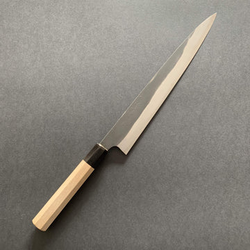 Sujihiki knife, Shirogami 2 with iron cladding, Kurouchi finish - Naoki Mazaki