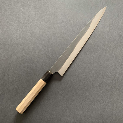 Sujihiki knife, Shirogami 2 with iron cladding, Kurouchi finish - Naoki Mazaki