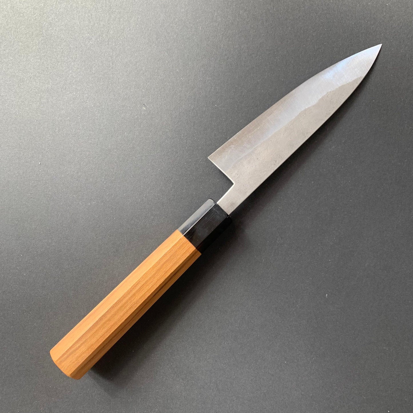 Petty knife, Shirogami 1 with stainless steel cladding, nashiji finish - Goko