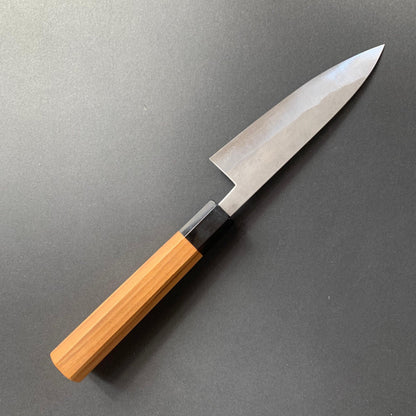Petty knife, Shirogami 1 with stainless steel cladding, nashiji finish - Goko