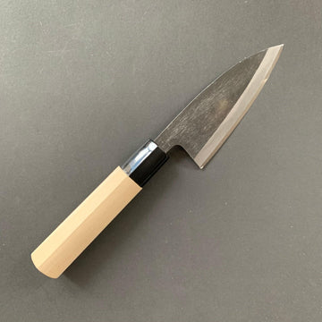 Ajikiri knife, Carbon steel, Kurouchi finish, Single bevel