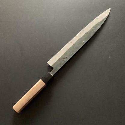 Double bevel Yanagiba knife, shirogami 1, kurouchi finish - Nishida