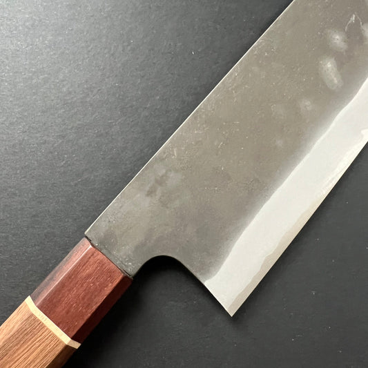 Tall Nakiri knife, Aogami Super with stainless steel cladding, kurouchi finish - Kamo