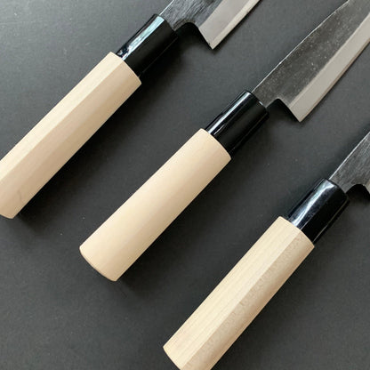 Kobocho knife, Carbon steel, Kurouchi finish, Single bevel