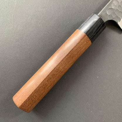 Sujihiki knife, Aogami Super carbon steel, Kurouchi Tsuchime and damascus finish - Akifusa