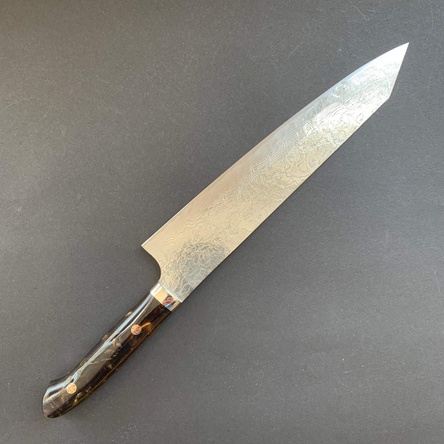 Gyuto knife, SG2 powder steel, Damascus and Tsuchime finish, Acrylic handle - Saji