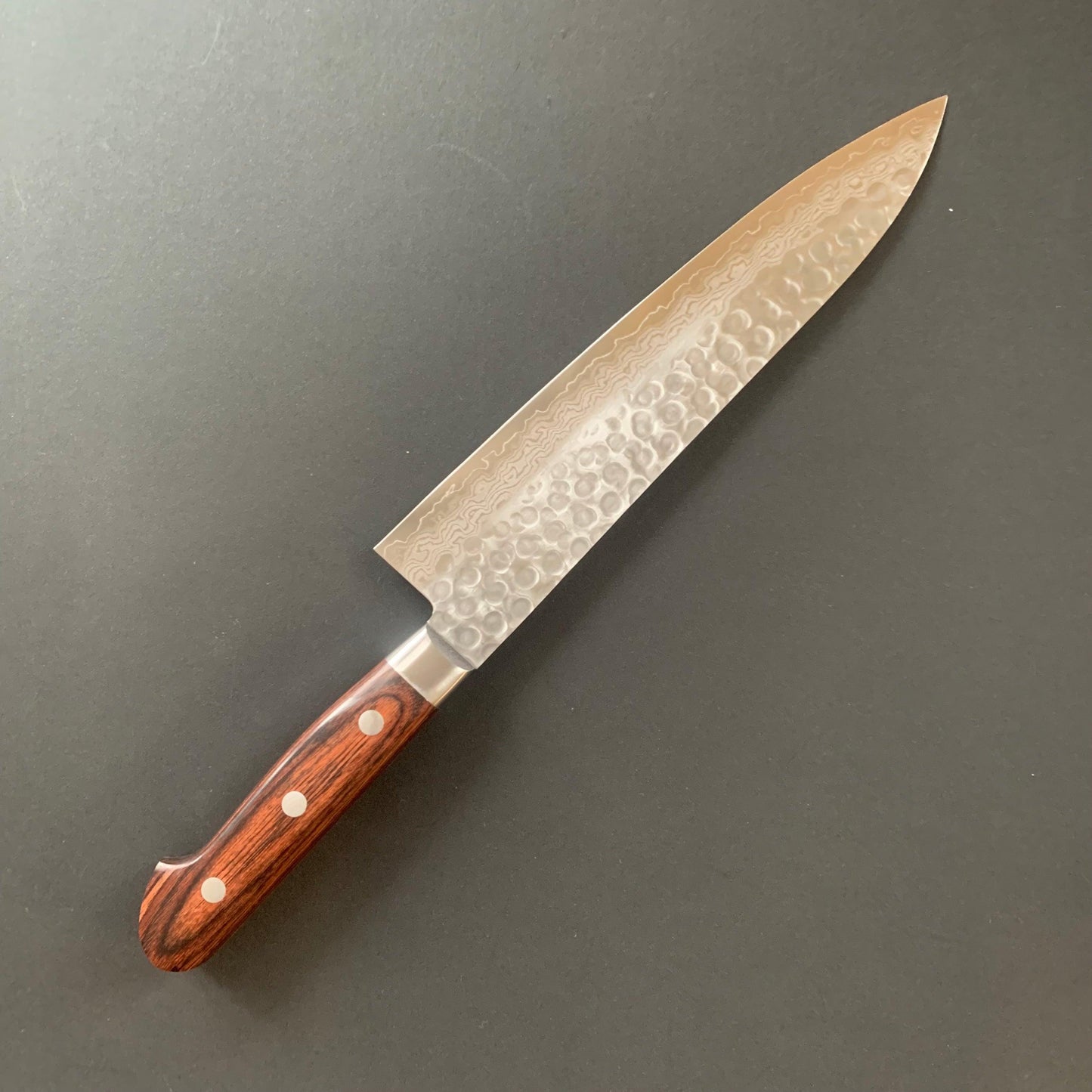 Gyuto knife, VG10, damascus and tsuchime finish - Ohishi