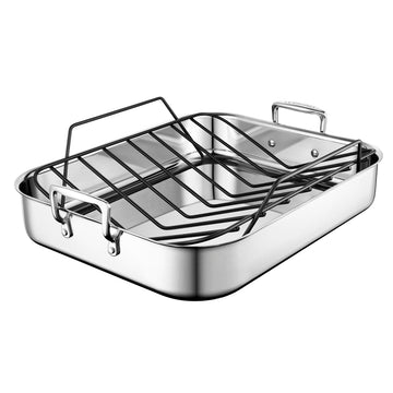 Le Creuset 16 1/4" x 13 1/4" Large Roasting Pan w/Nonstick Rack - Stainless Steel