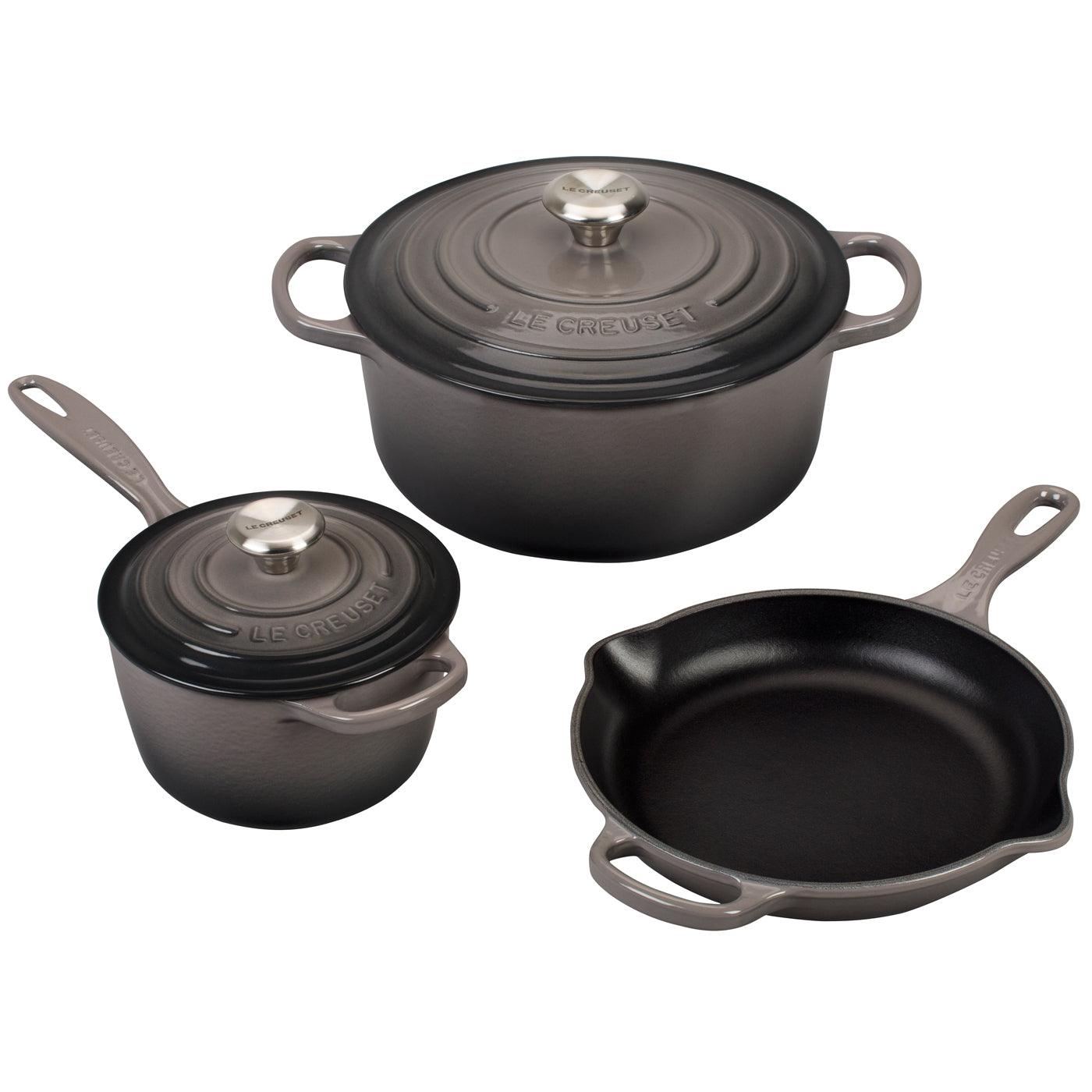 Le Creuset 5 Piece Signature Set w/Stainless Steel Knob - Oyster