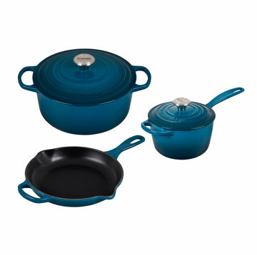 Le Creuset 5 Piece Signature Set w/Stainless Steel Knob - Deep Teal