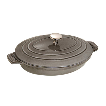 Staub Oval Plate w/Lid - 9" x 6 5/8 " - 1QT - Graphite Grey